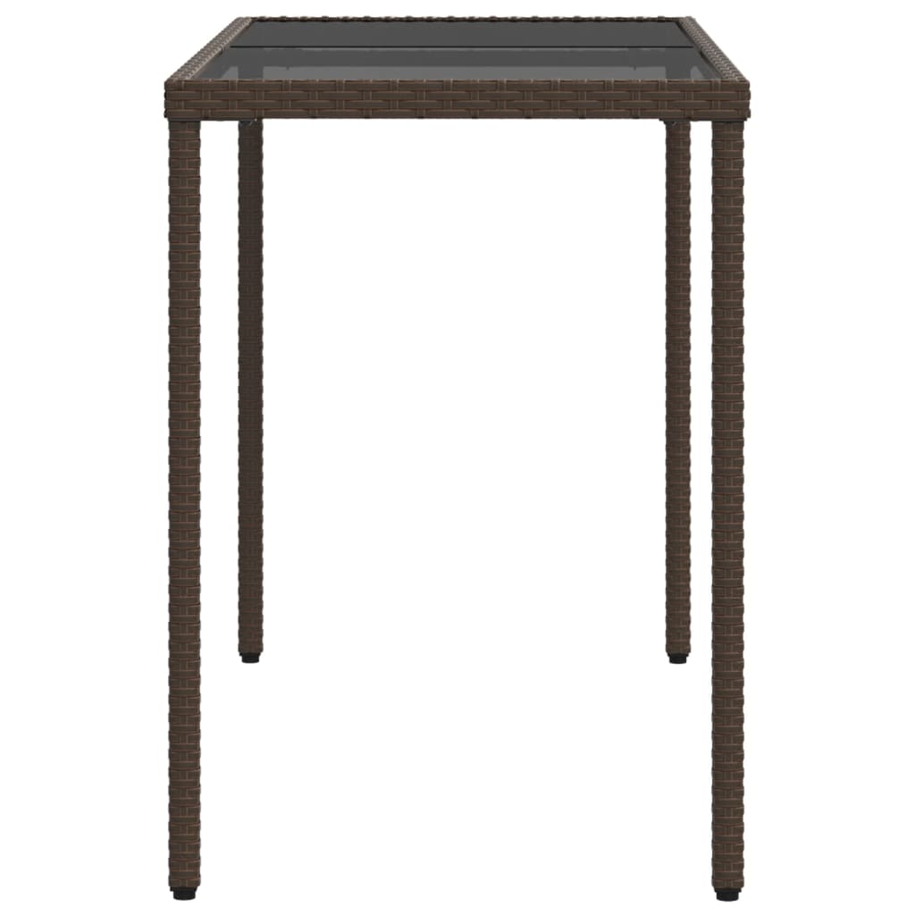 vidaXL Table de jardin dessus en verre marron 115x54x74 cm poly rotin