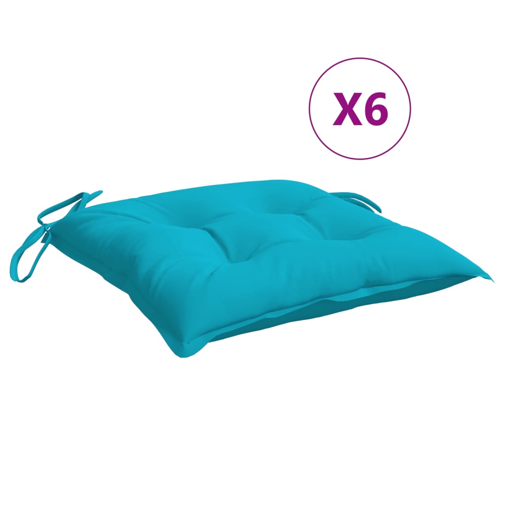 vidaXL Coussins de chaise lot de 6 turquoise 50x50x7 cm tissu oxford