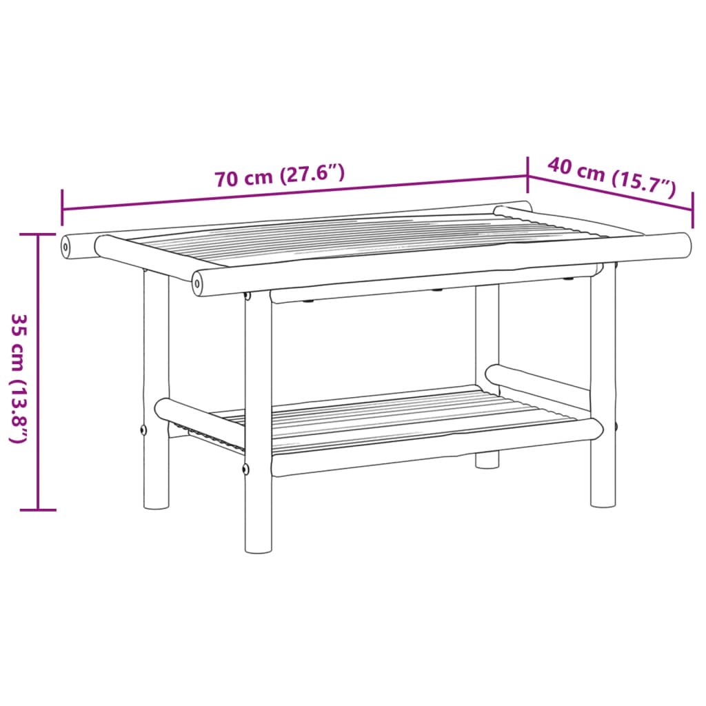 vidaXL Table basse 70x40x35 cm bambou