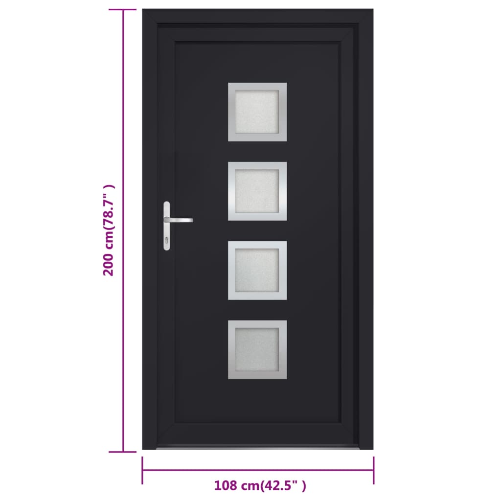 vidaXL Porte d'entrée anthracite 108x200 cm PVC