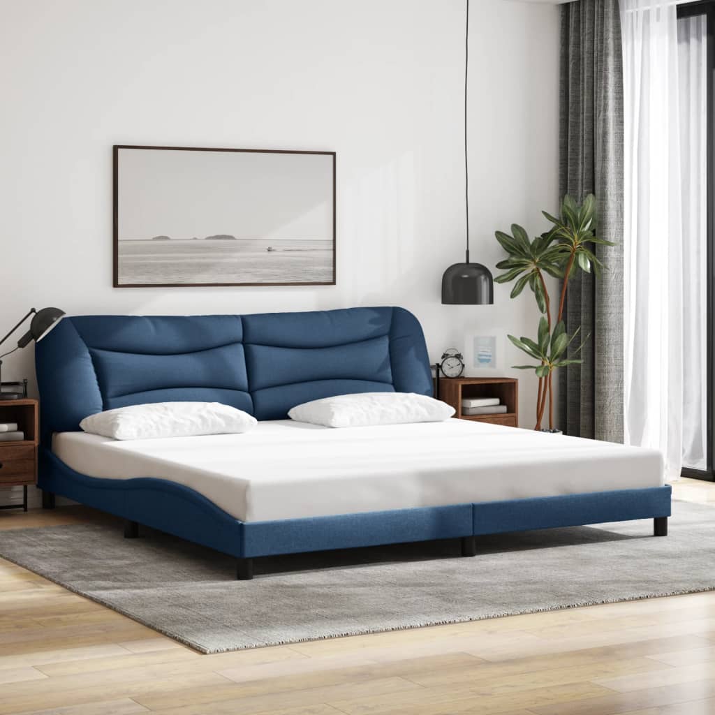 vidaXL Cadre de lit sans matelas bleu 200x200 cm tissu