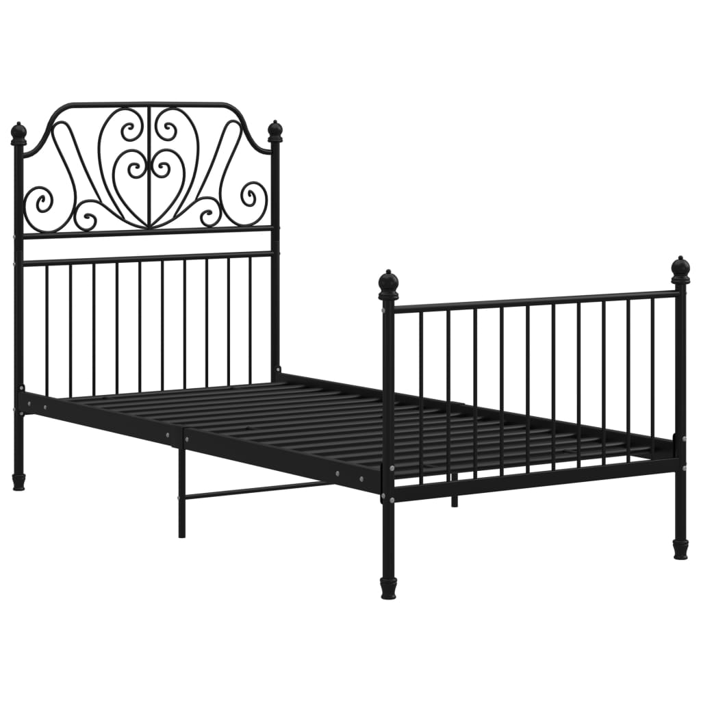 vidaXL Cadre de lit sans matelas noir métal 100x200 cm