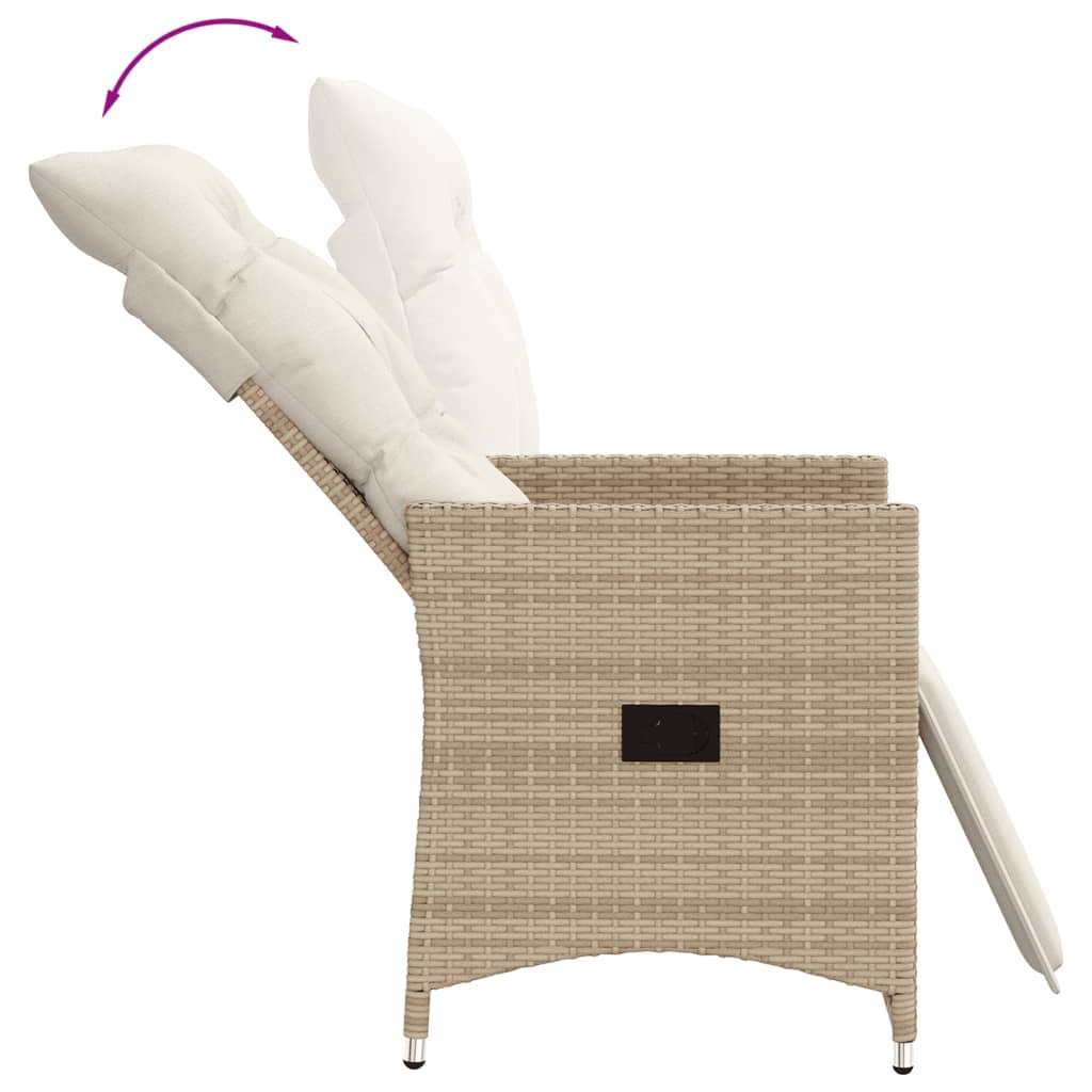 vidaXL Ensemble de bistro 3 pcs avec coussins beige résine tressée