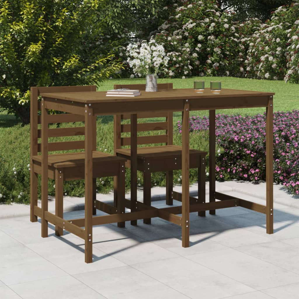 vidaXL Table de jardin marron miel 159,5x82,5x110cm bois massif de pin