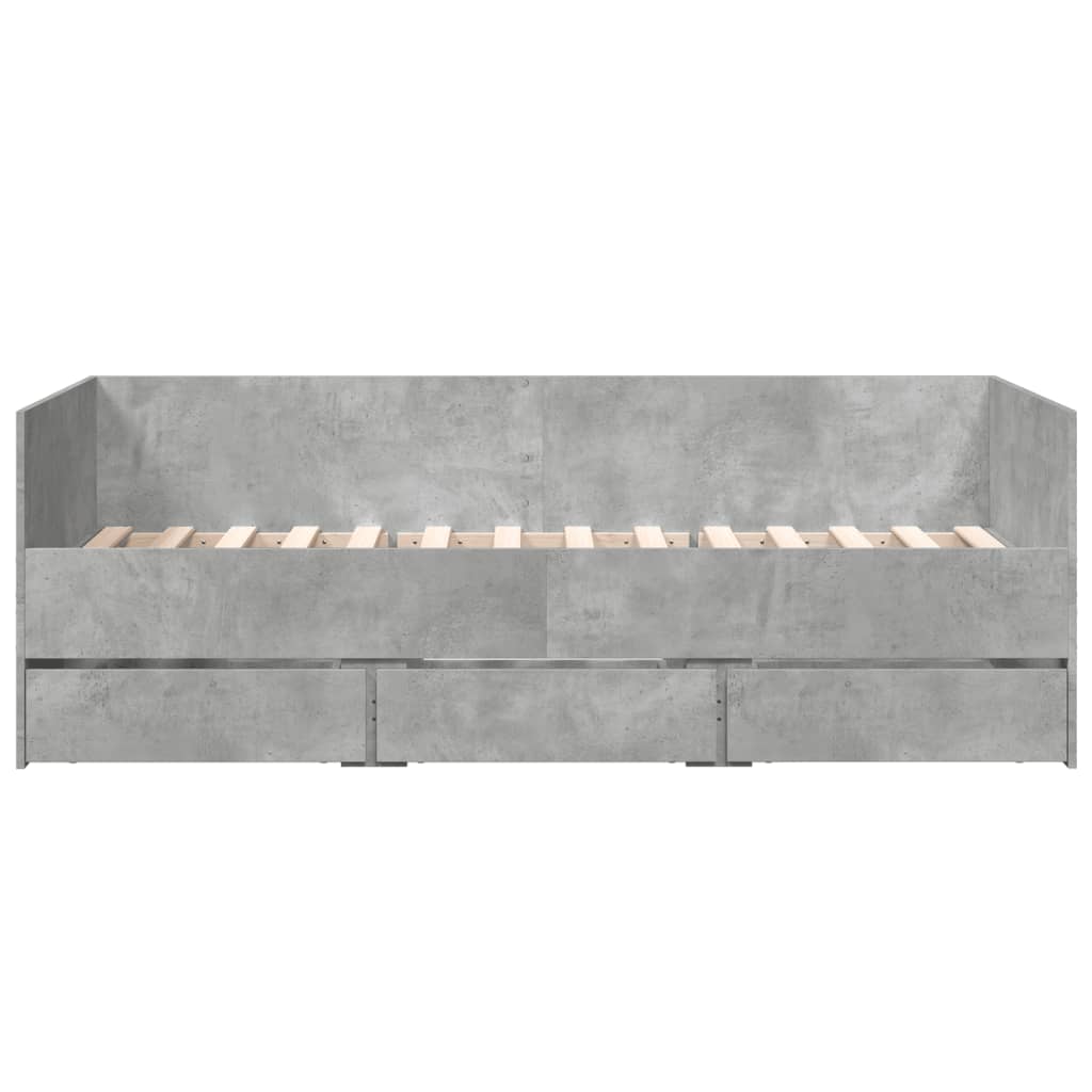 vidaXL Lit de jour avec tiroirs sans matelas gris béton 75x190 cm