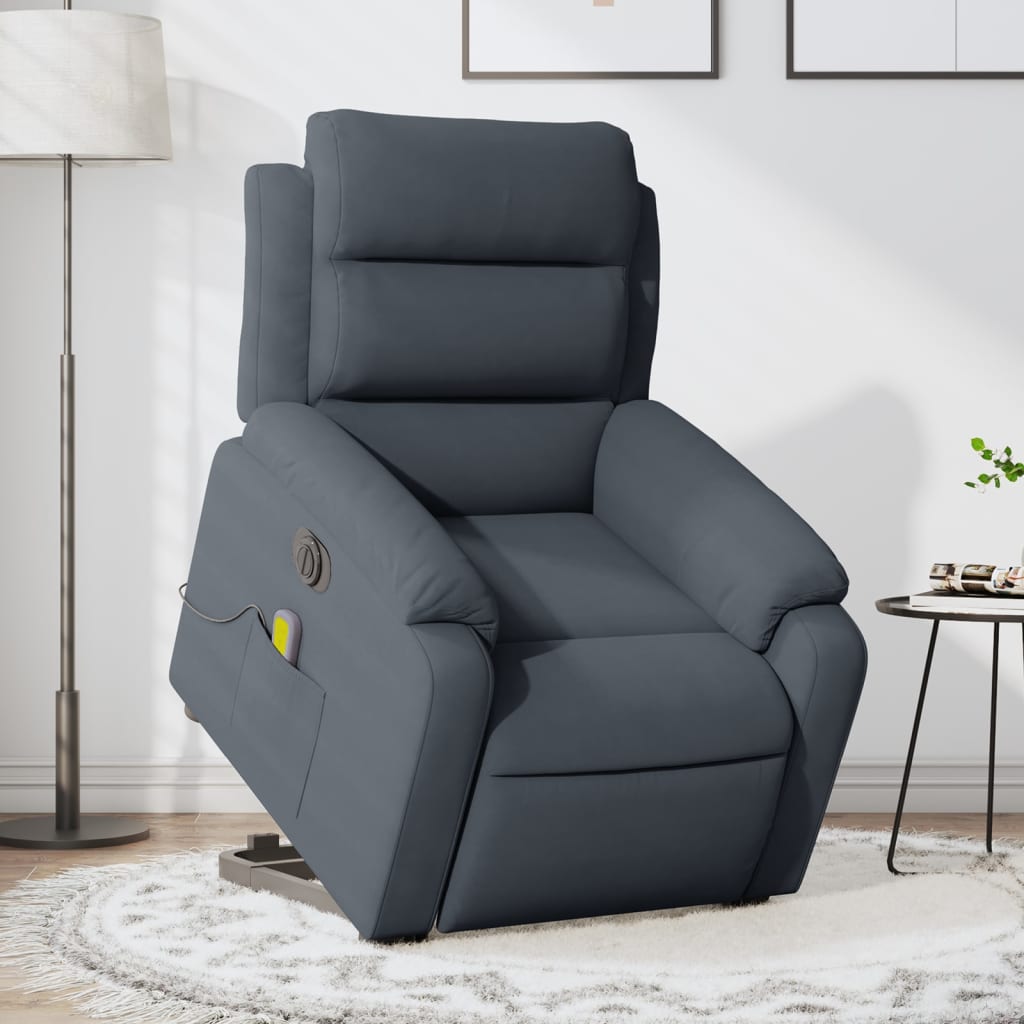 vidaXL Fauteuil inclinable de massage électrique gris foncé velours