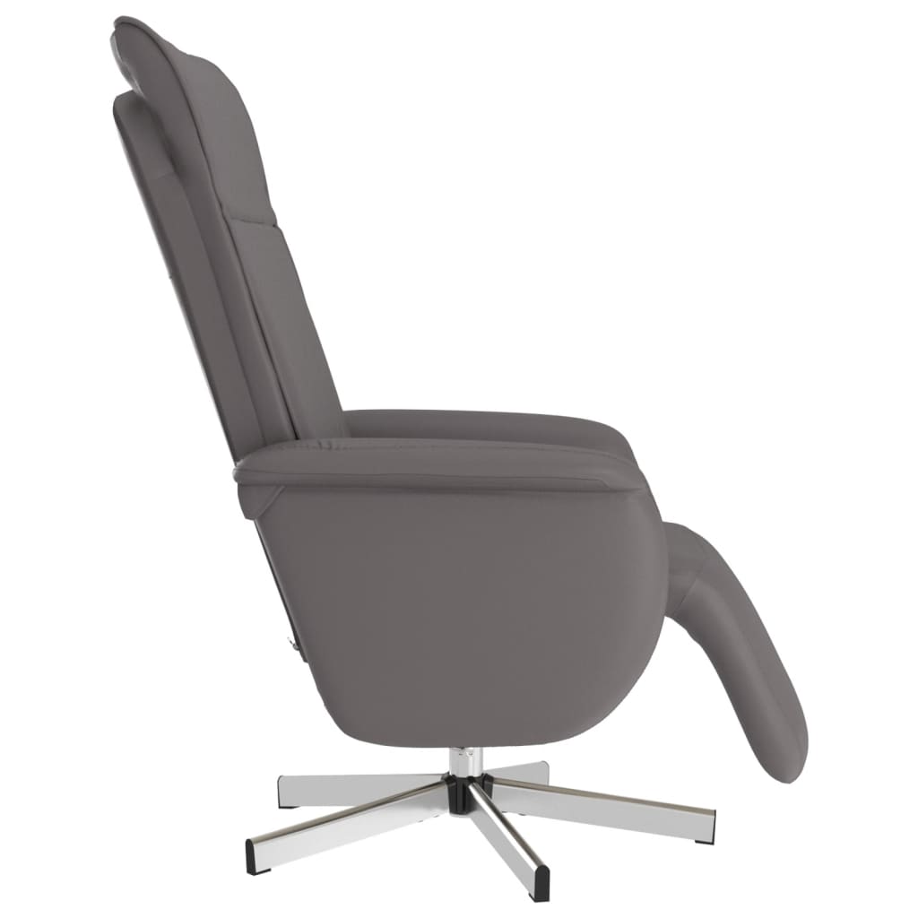 vidaXL Fauteuil inclinable avec repose-pieds gris similicuir