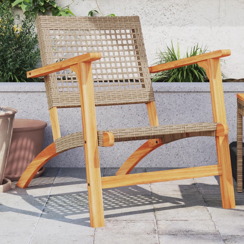 vidaXL Chaises de jardin lot de 2 beige résine tressée bois d’acacia