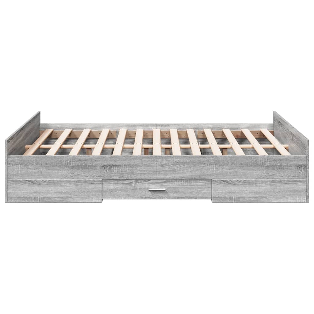 vidaXL Cadre de lit avec tiroirs sans matelas sonoma gris 140x190 cm