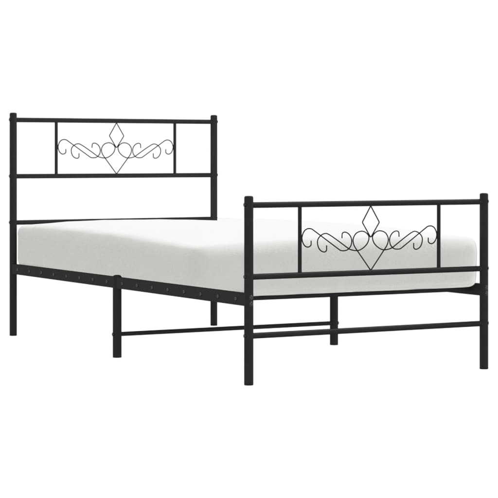 vidaXL Cadre de lit métal sans matelas avec pied de lit noir 80x200 cm