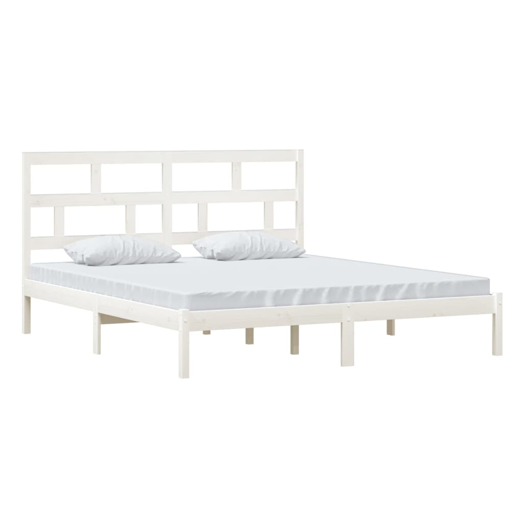 vidaXL Cadre de lit Blanc 180x200 cm Super King Bois massif