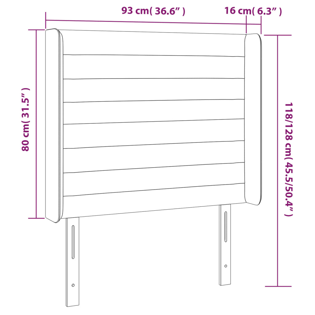 vidaXL Tête de lit à LED Gris clair 93x16x118/128 cm Velours