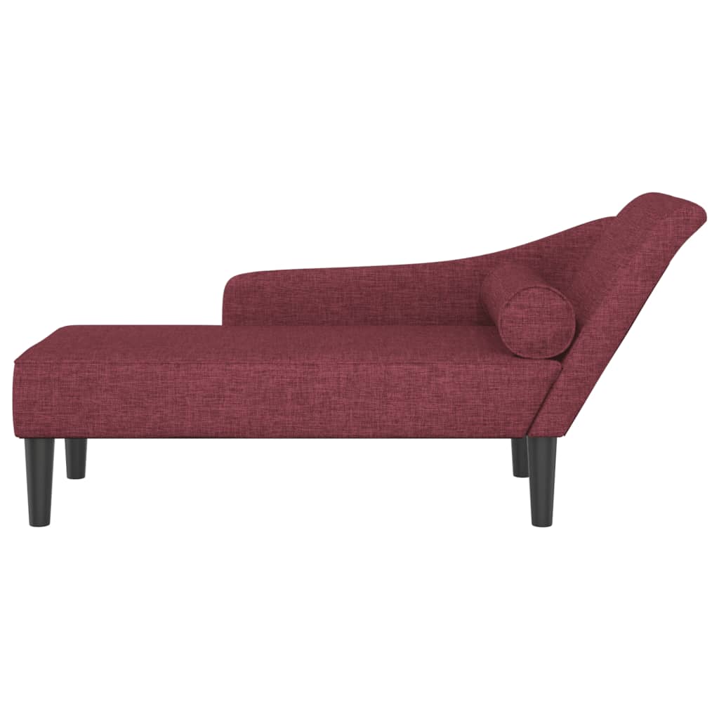 vidaXL Chaise longue avec coussins rouge bordeaux tissu