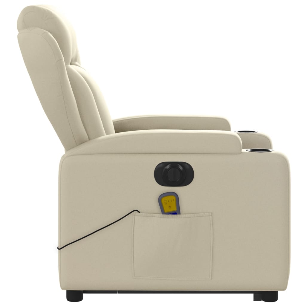 vidaXL Fauteuil inclinable de massage électrique crème similicuir