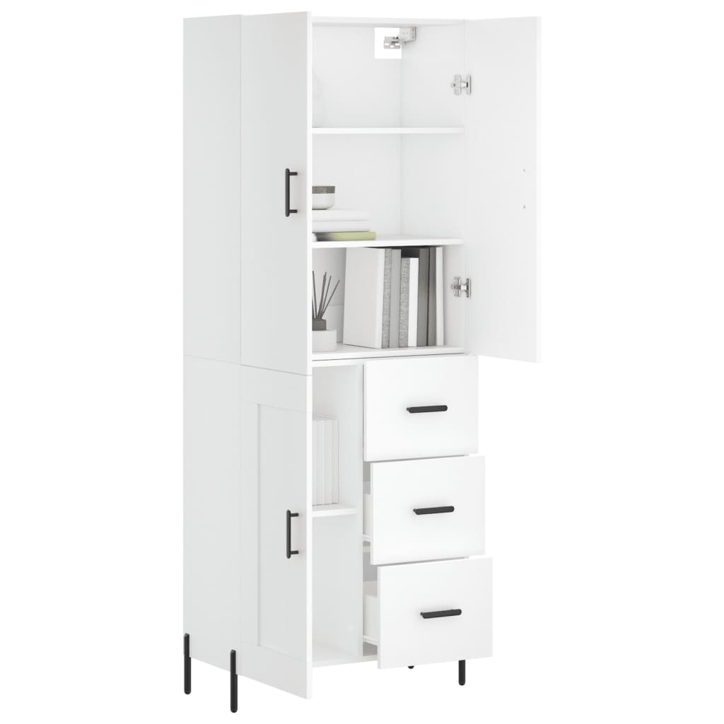 vidaXL Buffet haut Blanc 69,5x34x180 cm Bois d'ingénierie