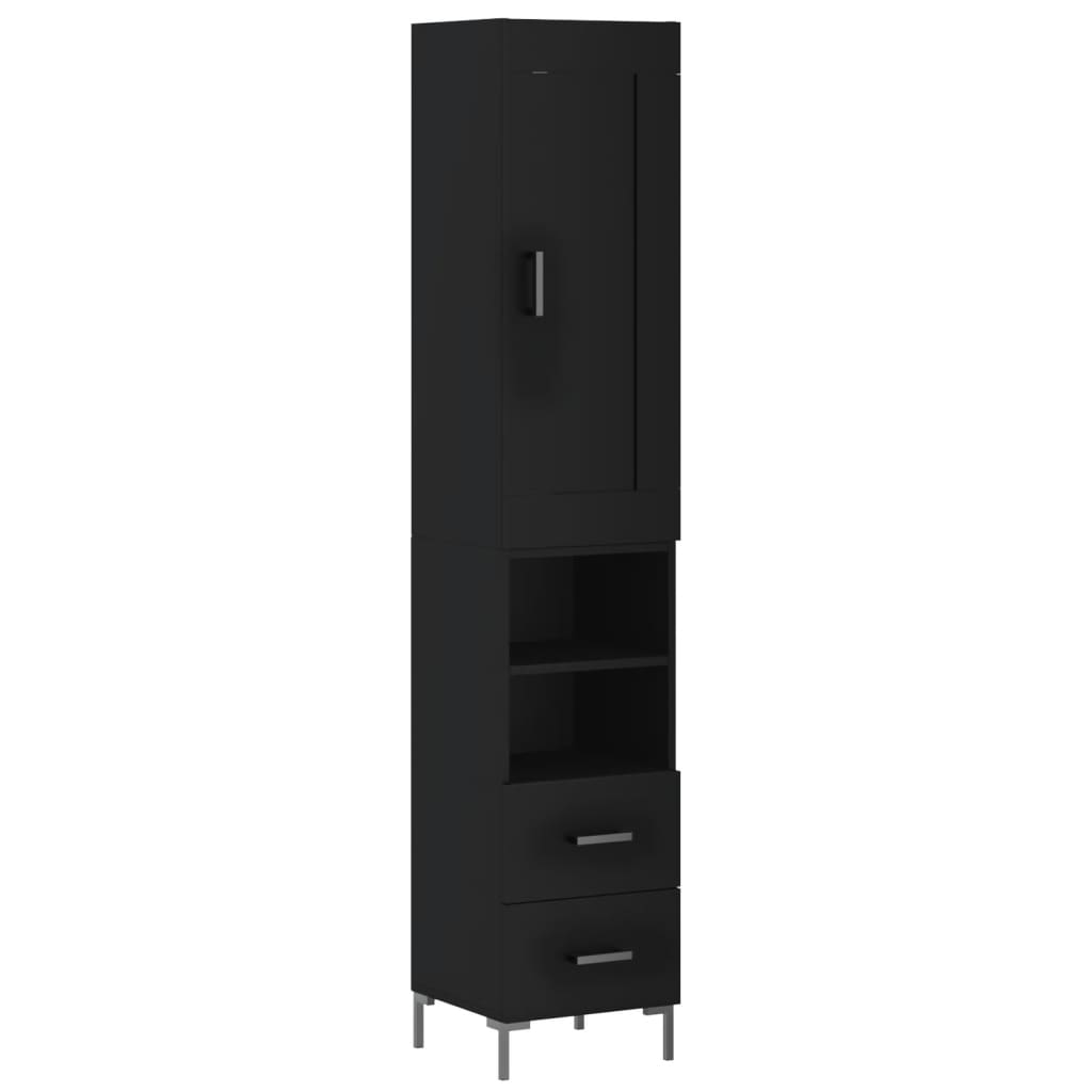 vidaXL Buffet haut Noir 34,5x34x180 cm Bois d'ingénierie