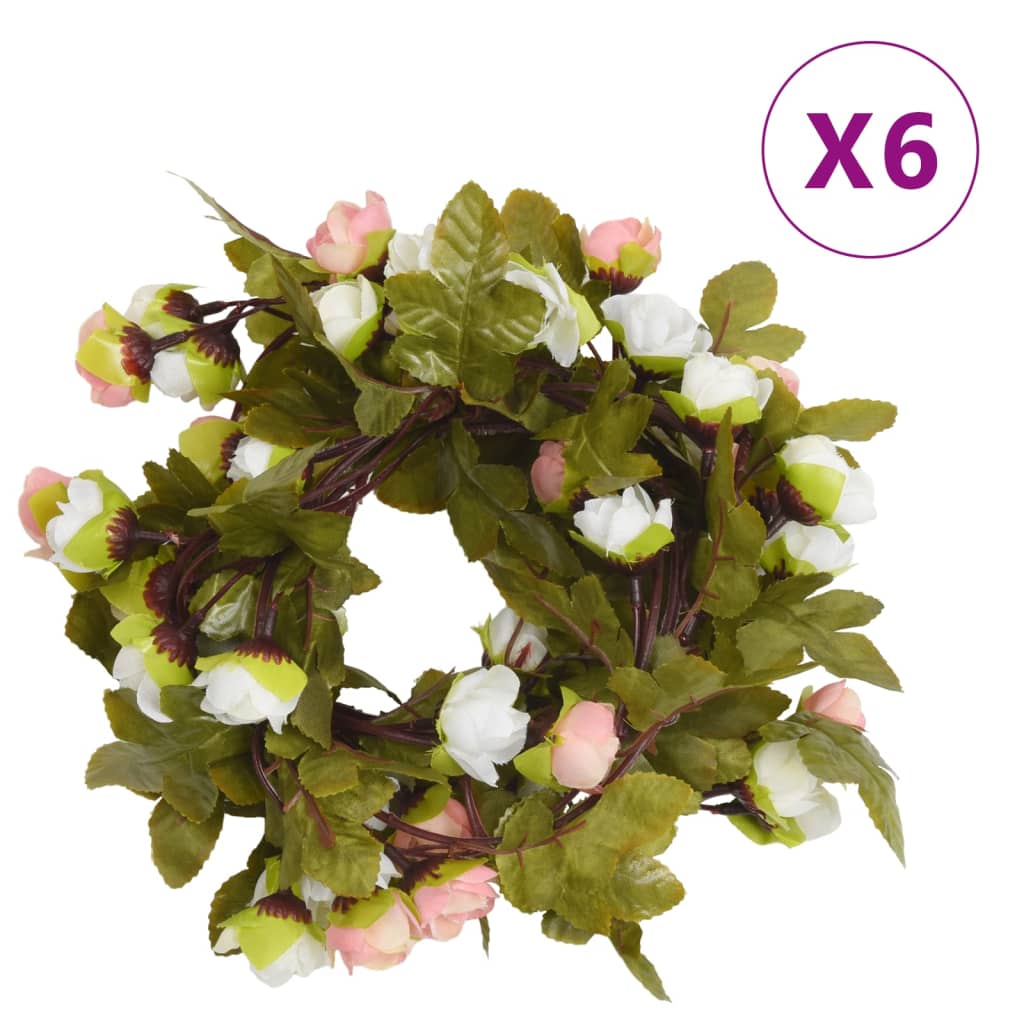 vidaXL Guirlandes de fleurs de Noël 6 pcs champagne 215 cm