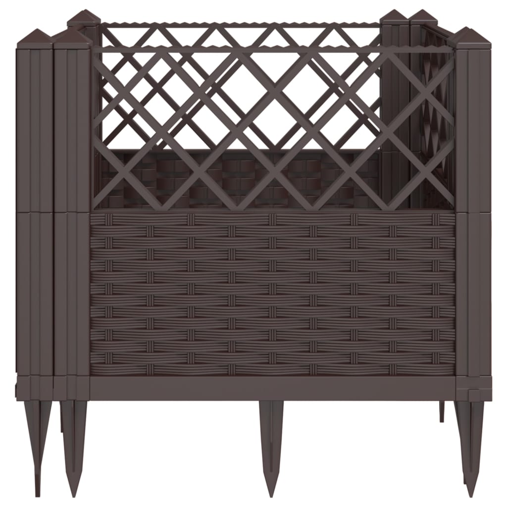 vidaXL Jardinière avec piquets marron 43,5x43,5x43,5 cm PP