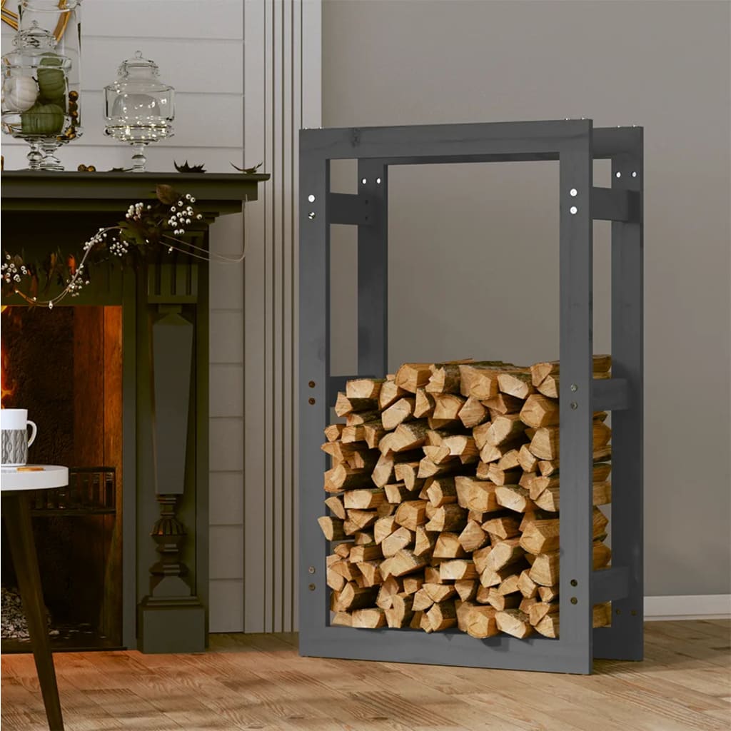 vidaXL Support pour bois de chauffage Gris 60x25x100 cm Bois de pin