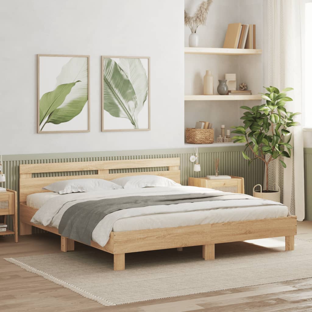 vidaXL Cadre de lit sans matelas chêne sonoma 200x200 cm