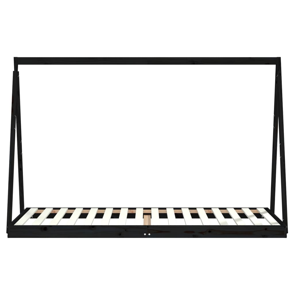 vidaXL Cadre de lit pour enfants noir 90x200 cm bois de pin massif