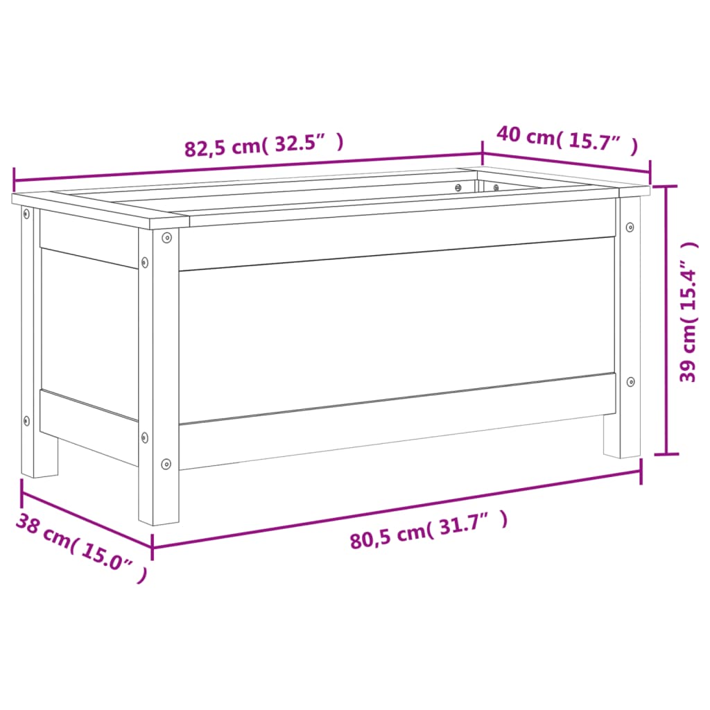 vidaXL Jardinière gris 82,5x40x39 cm bois massif de pin