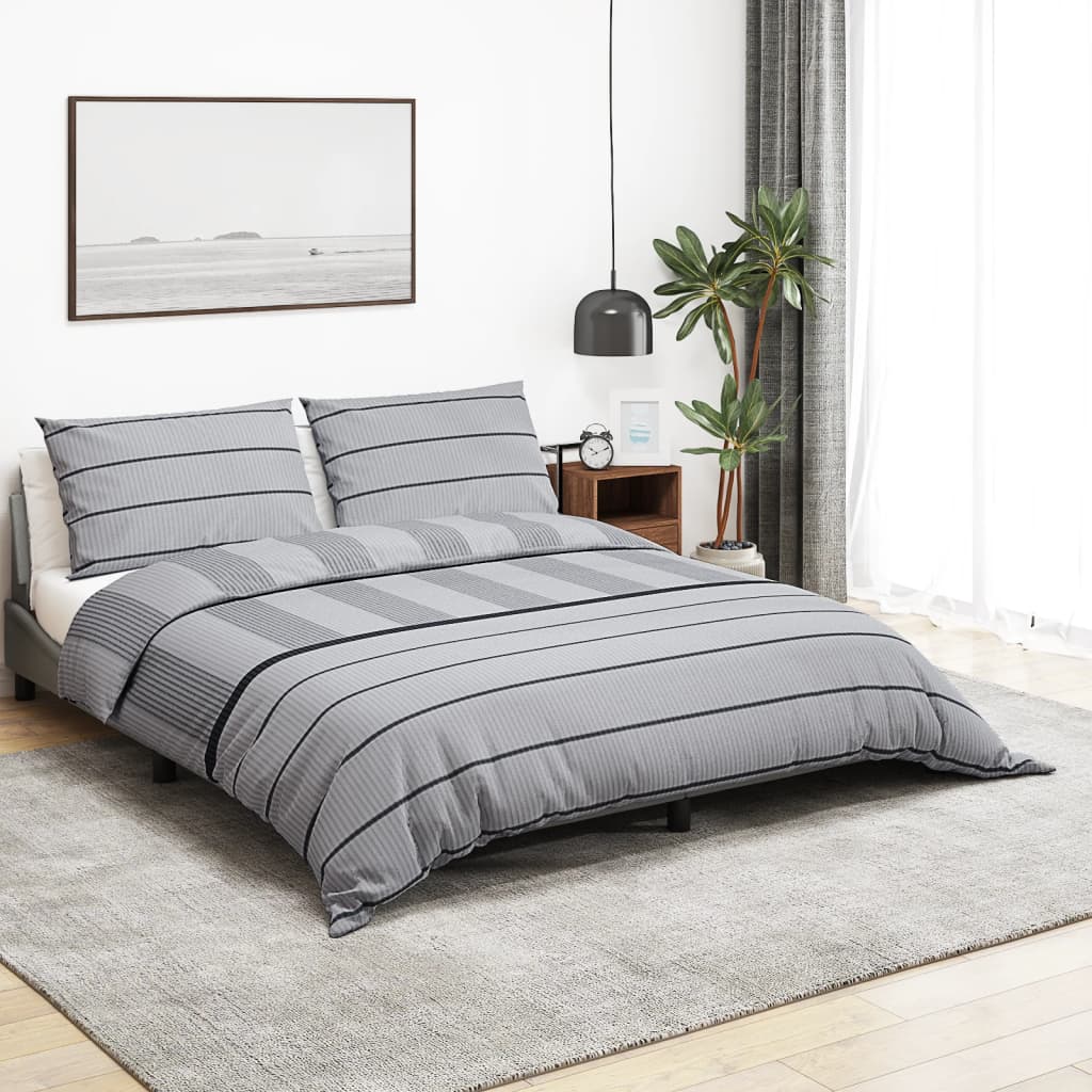 vidaXL Ensemble de housse de couette Gris 140x200 cm Coton