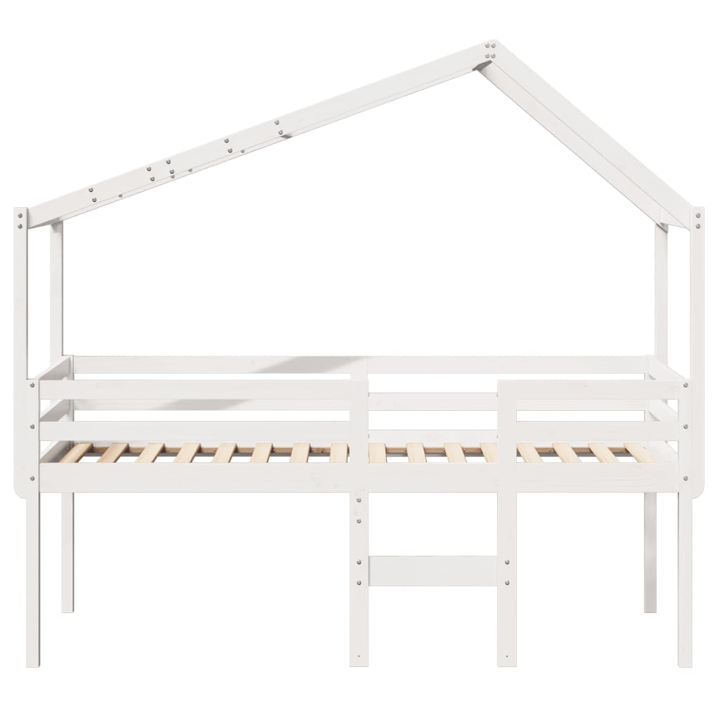 vidaXL Lit haut avec toit blanc 75x190 cm bois de pin massif