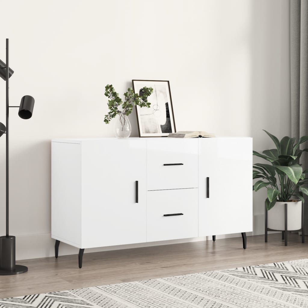 vidaXL Buffet blanc brillant 100x36x60 cm bois d'ingénierie