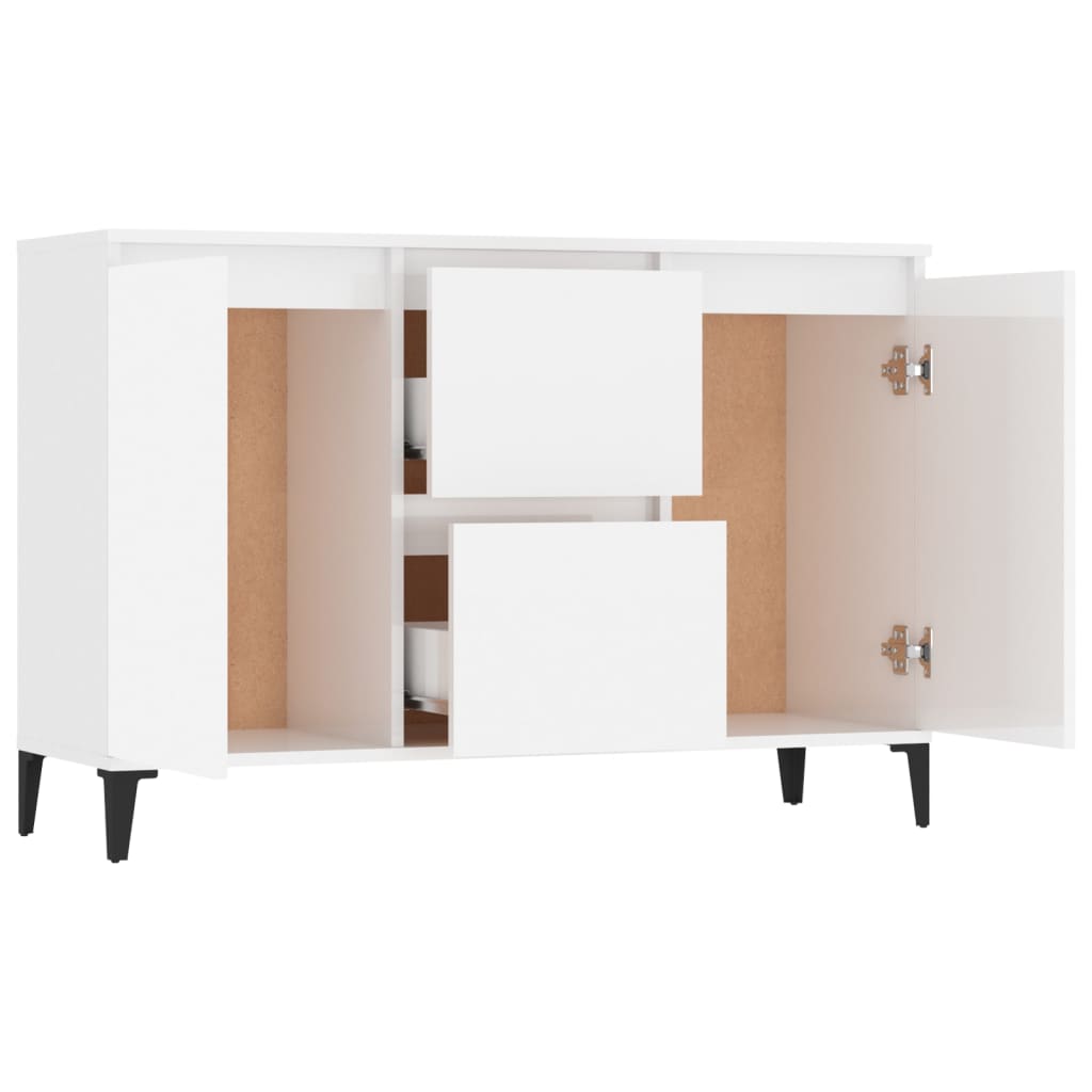 vidaXL Buffet blanc brillant 104x35x70 cm bois d'ingénierie