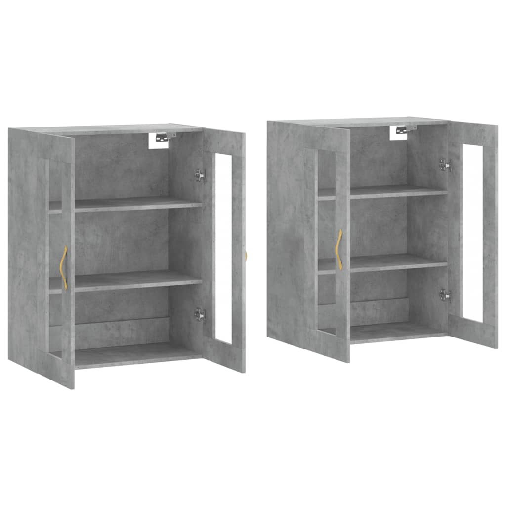 vidaXL Armoires murales 2 pcs gris béton bois d'ingénierie