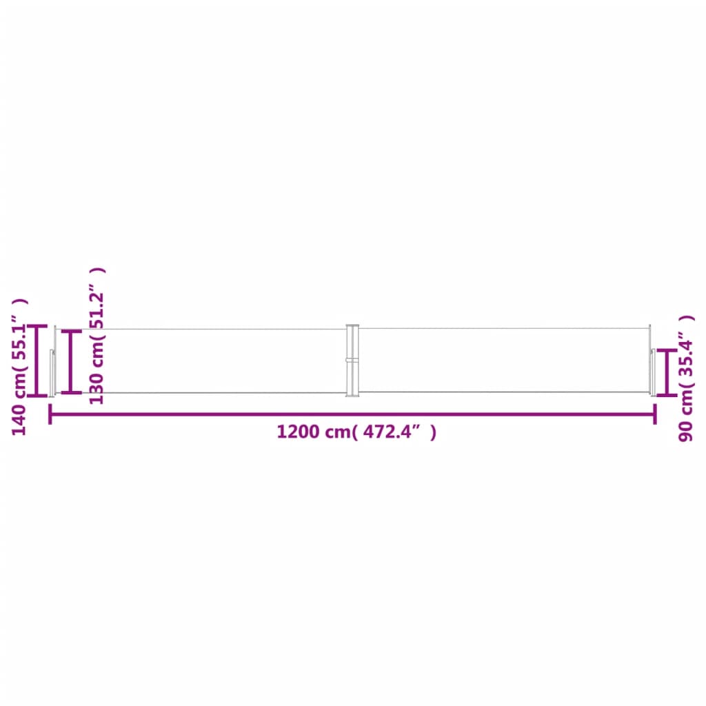 vidaXL Auvent latéral rétractable de patio 140x1200 cm Crème