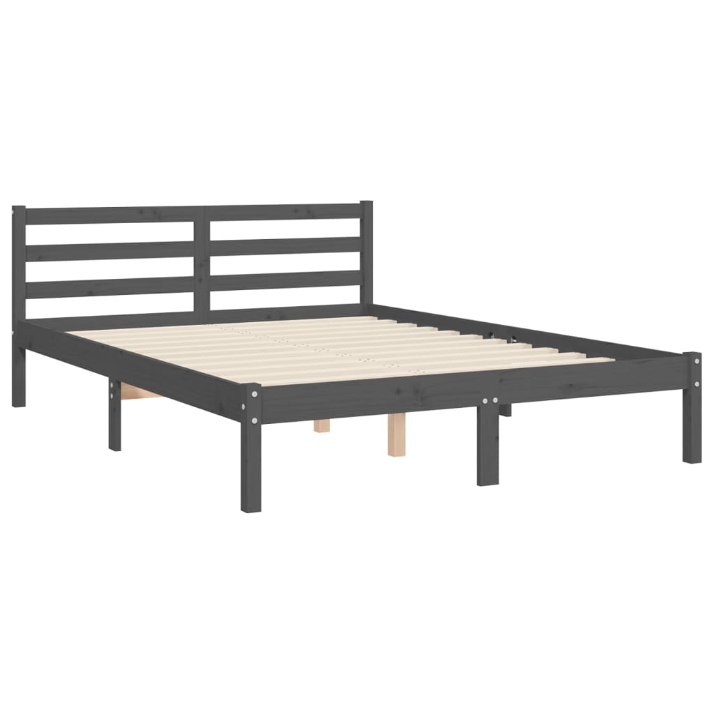 vidaXL Cadre de lit sans matelas gris bois de pin massif