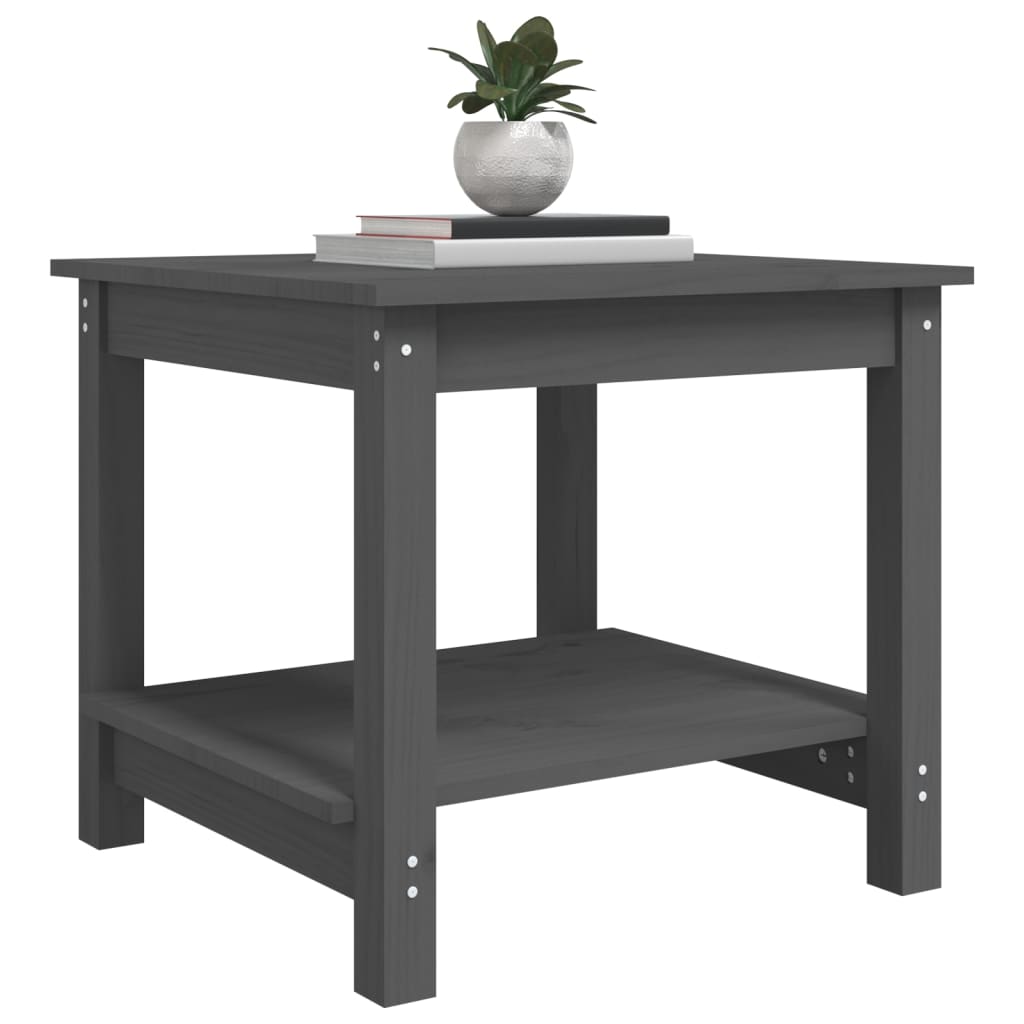 vidaXL Table basse Gris 50x50x45 cm Bois massif de pin