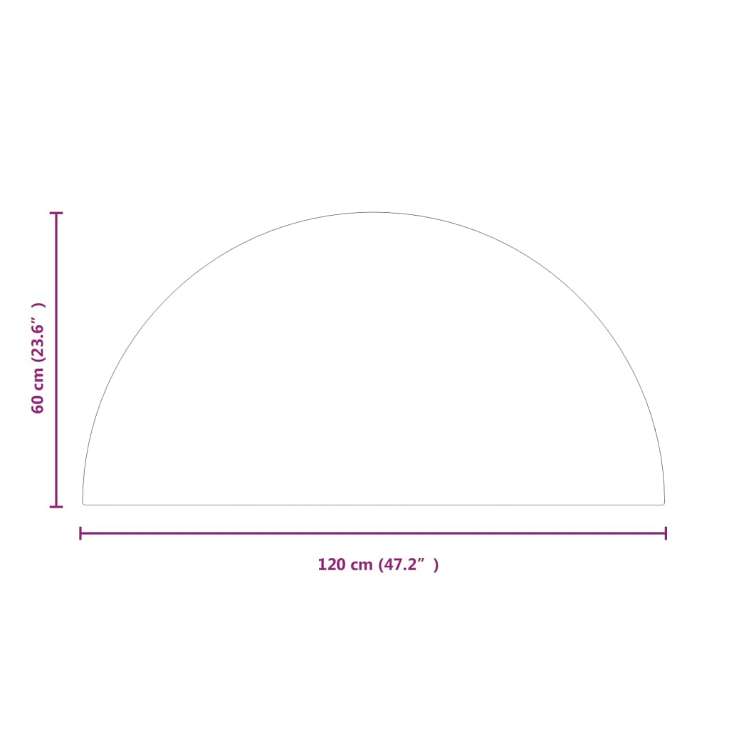 vidaXL Plaque de verre de cheminée Demi-rond 1200x600 mm