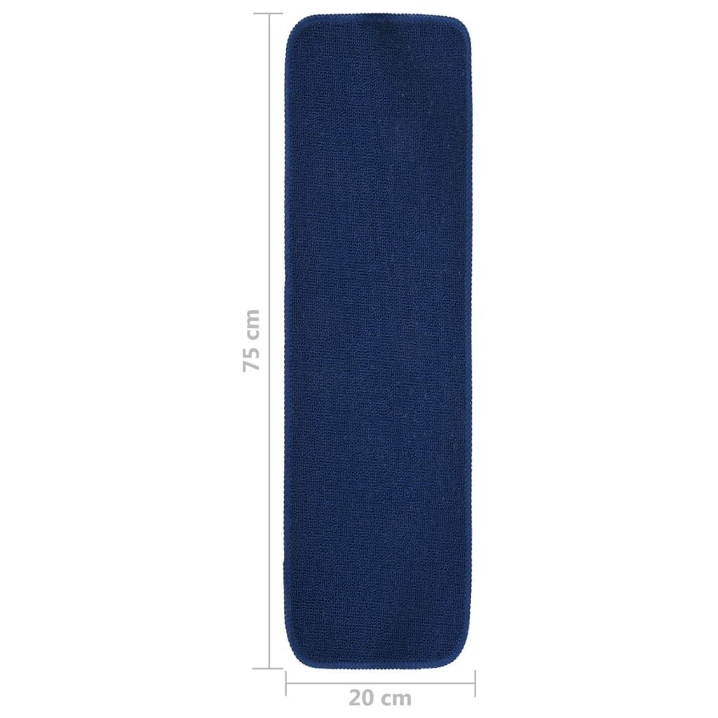 vidaXL Tapis d'escalier 15 pcs 70x20 cm Bleu marine Rectangulaire