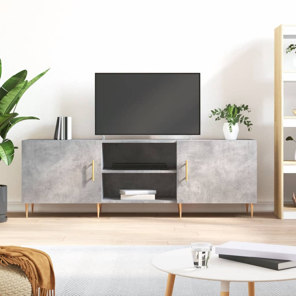 vidaXL Meuble TV gris béton 150x30x50 cm bois d'ingénierie