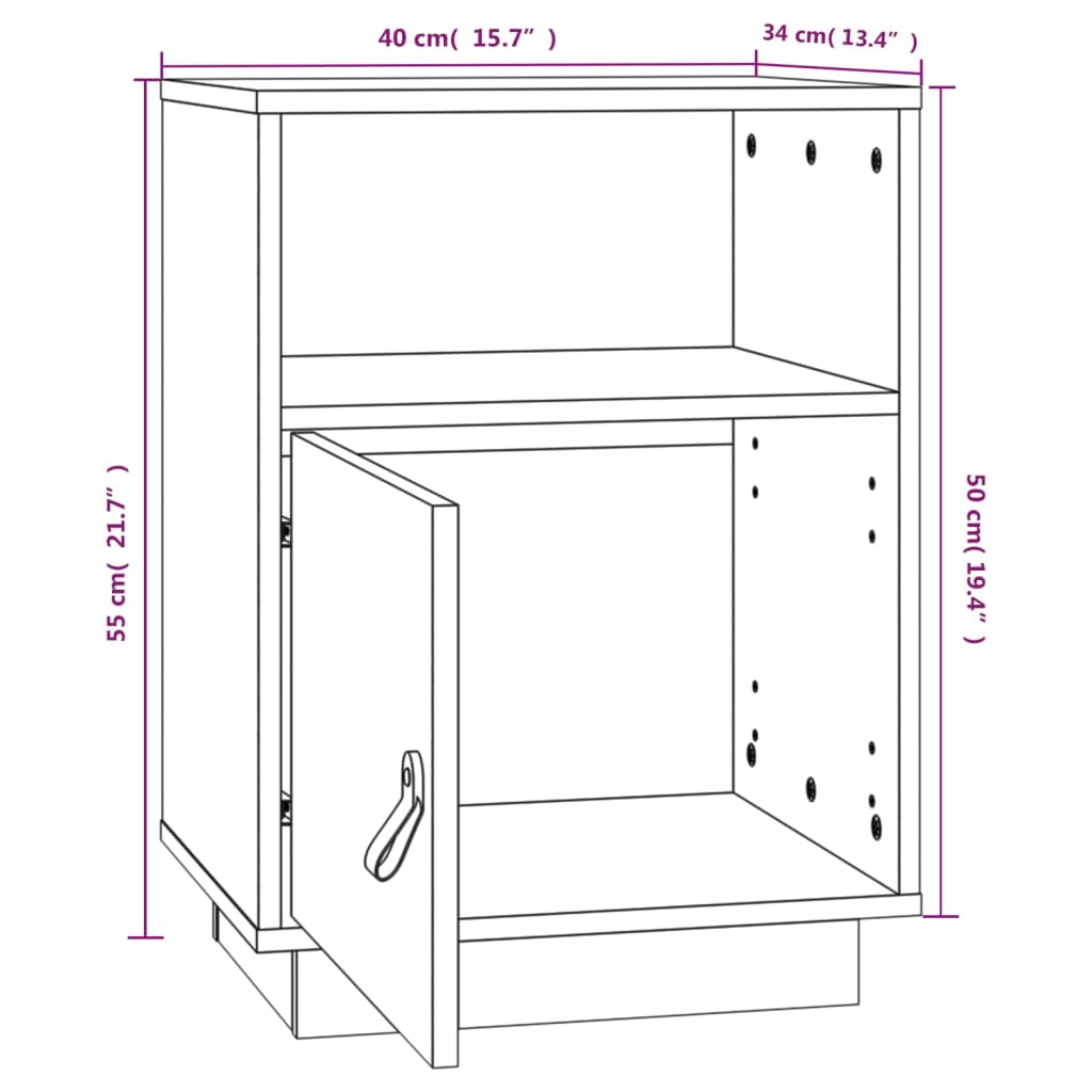 vidaXL Tables de chevet 2 pcs Blanc 40x34x55 cm Bois de pin massif