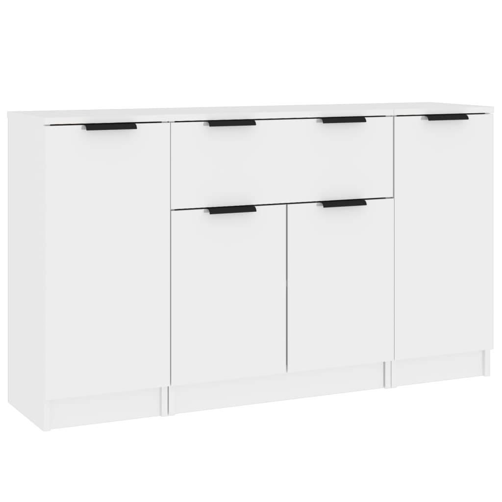 vidaXL Buffets 3 pcs blanc brillant bois d'ingénierie