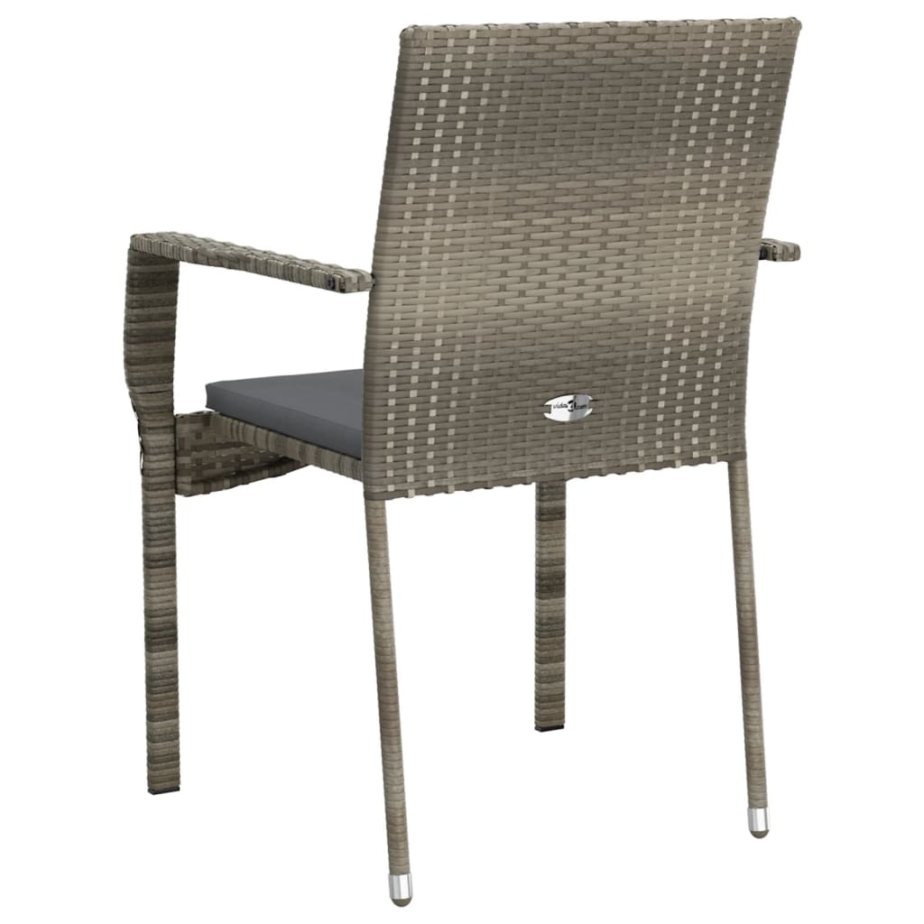 vidaXL Chaises de jardin avec coussins lot de 4 Résine tressée Gris