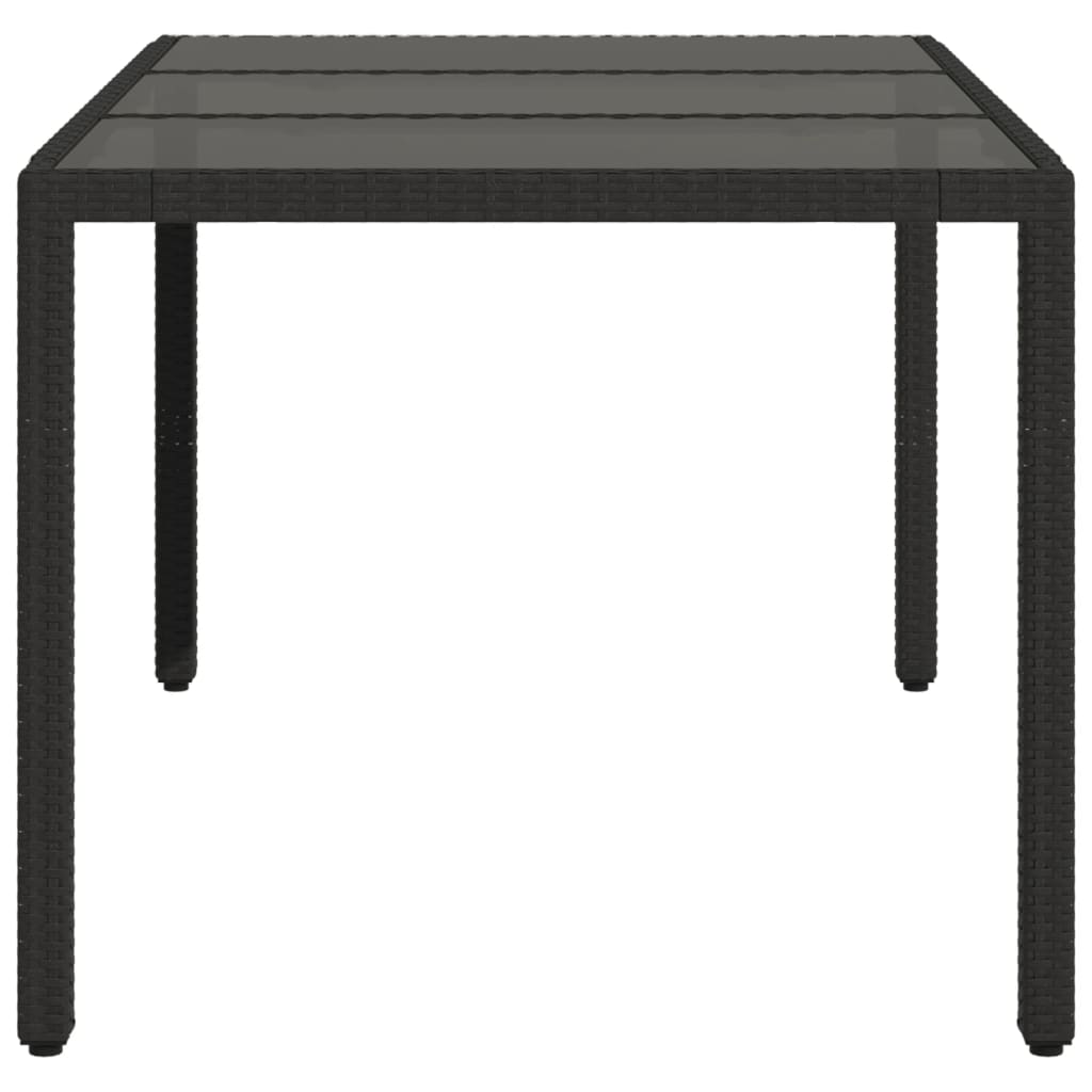 vidaXL Table de jardin 150x90x75cm Verre trempé et résine tressée Noir