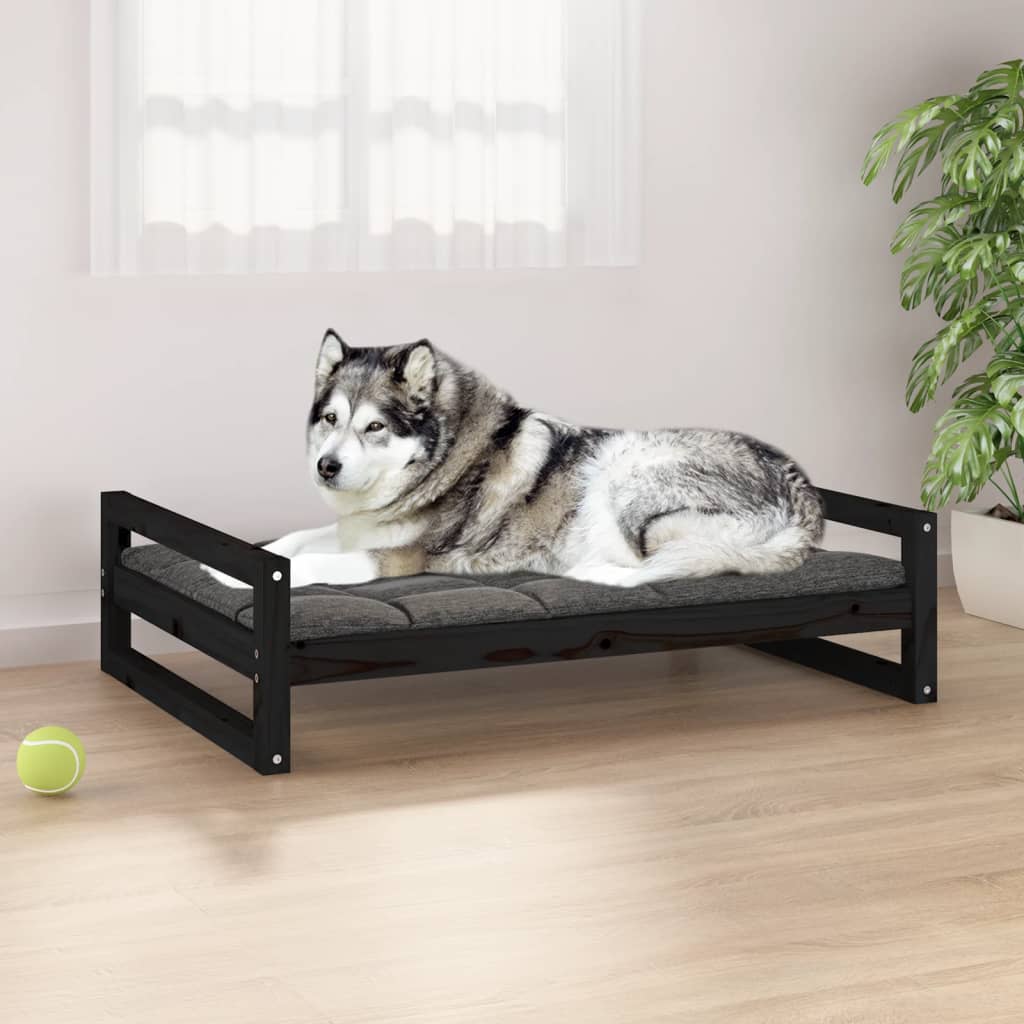 vidaXL Lit pour chien Noir 105,5x75,5x28 cm Bois de pin solide