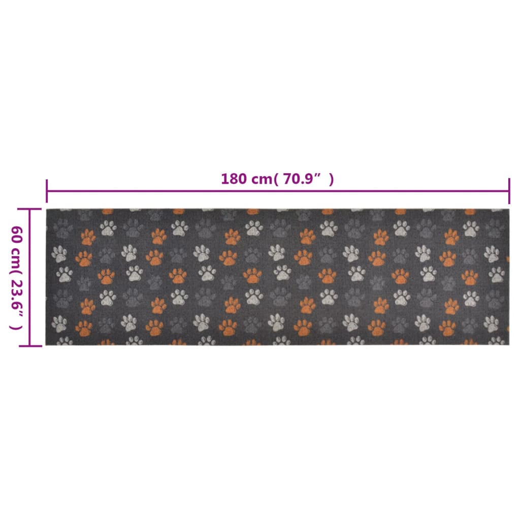 vidaXL Tapis de cuisine lavable impression de pattes 60x180 cm velours