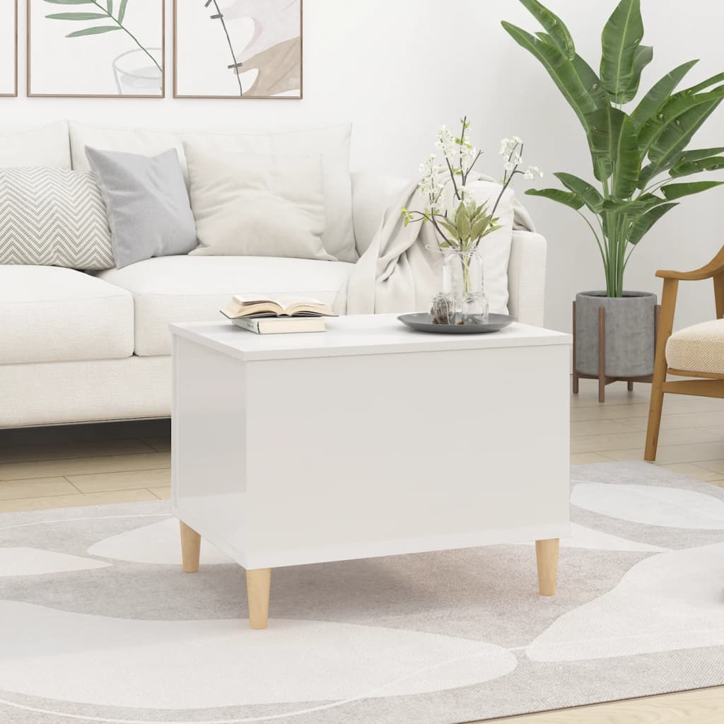 vidaXL Table basse Blanc brillant 60x44,5x45 cm Bois d'ingénierie