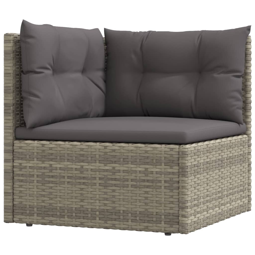 vidaXL Salon de jardin 9 pcs avec coussins Gris Résine tressée