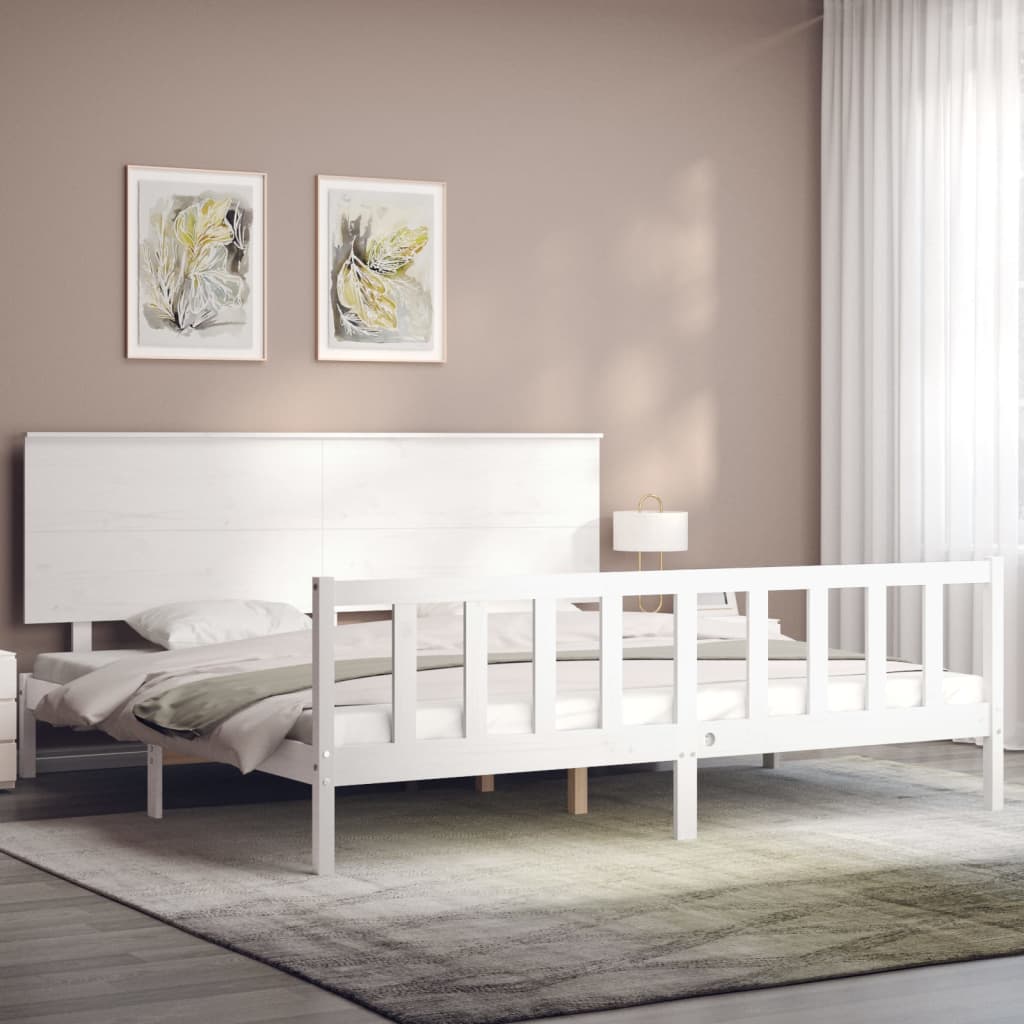 vidaXL Cadre de lit sans matelas blanc bois massif de pin