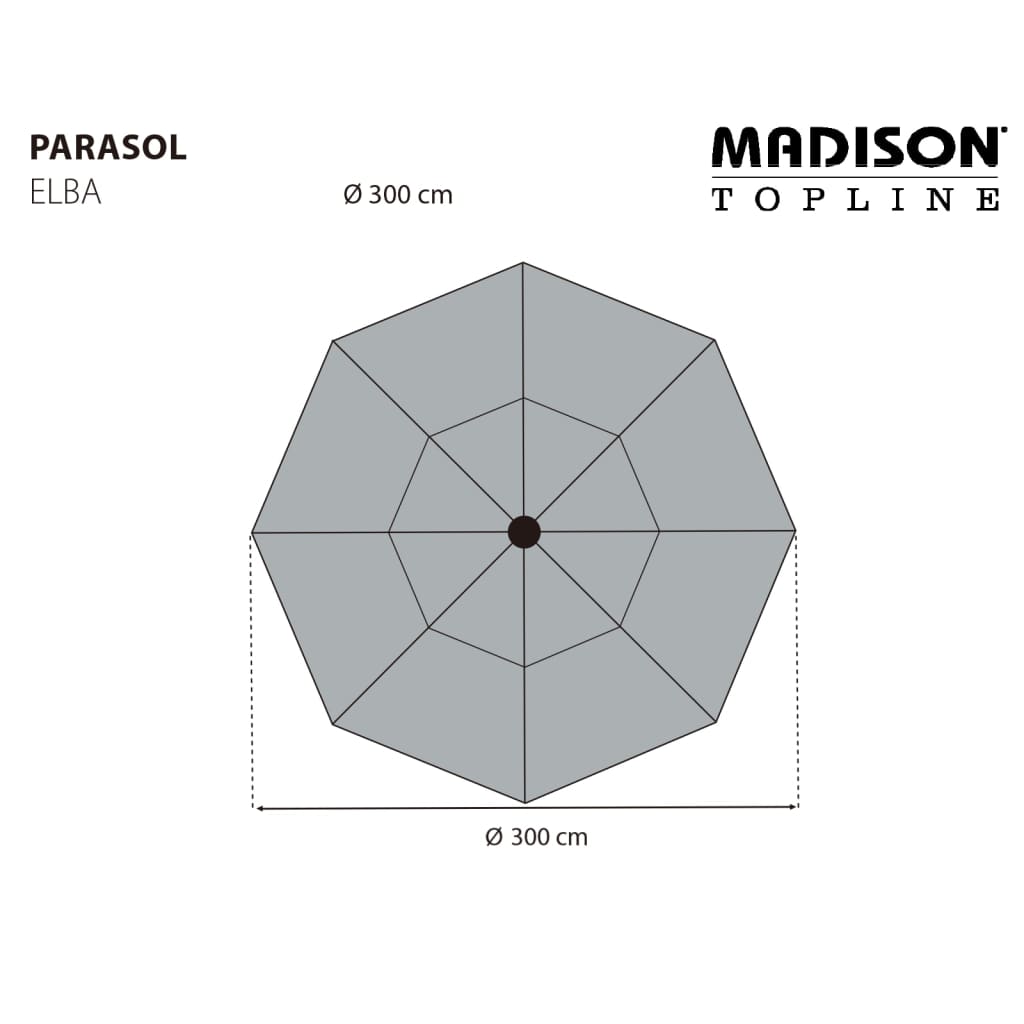 Madison Parasol de jardin Elba 300 cm gris