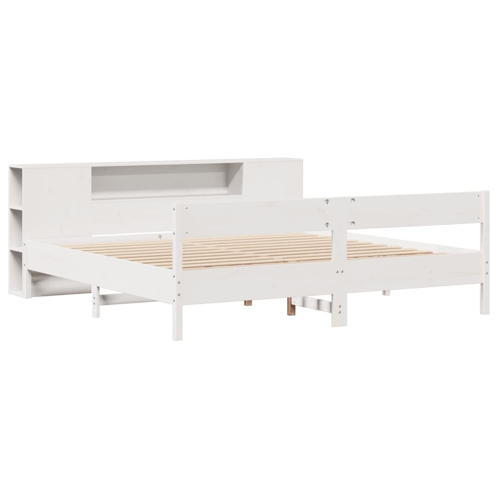 vidaXL Lit bibliothèque sans matelas blanc 180x200 cm bois pin massif