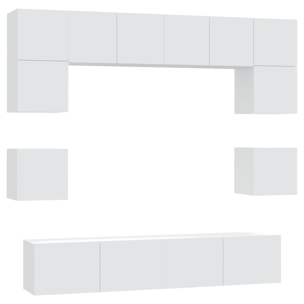 vidaXL Ensemble de meubles TV 8 pcs Blanc Bois d'ingénierie