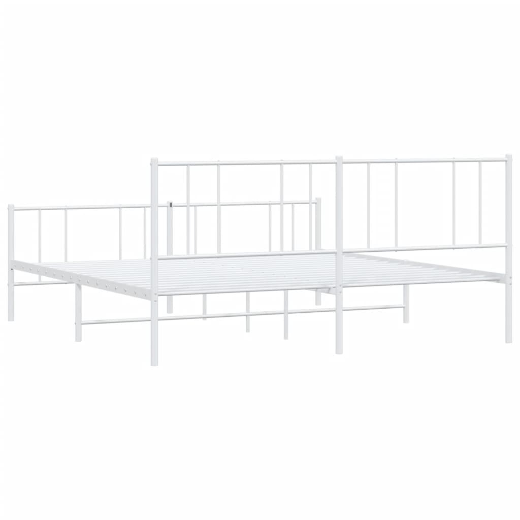 vidaXL Cadre de lit métal sans matelas et pied de lit blanc 193x203 cm